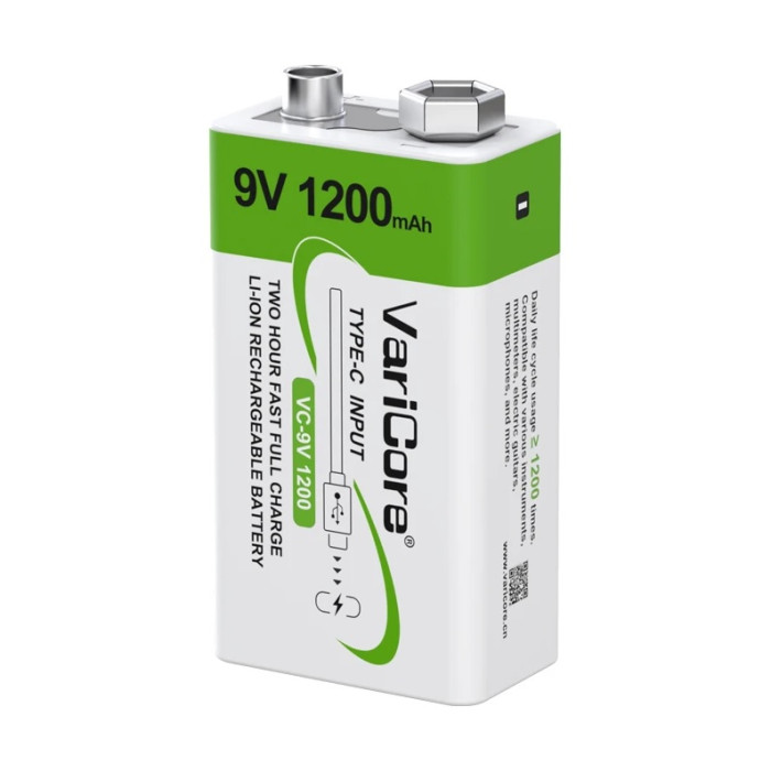 Аккумулятор крона VariCore Li-Ion 1200 мАч с Type-C (6LR61) - изображение 1