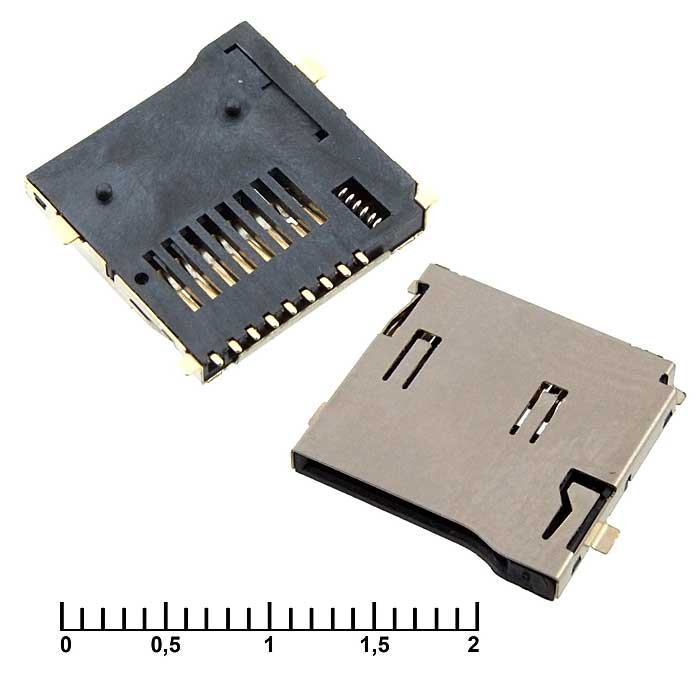 micro-SD SMD 9pin ejector, Держатель карт - изображение 1